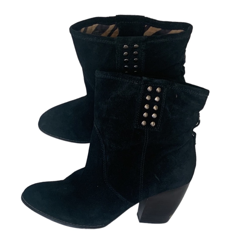 Hibby . Edelman suede studs  boots size 10 pointed toe western  ankle bootie c…